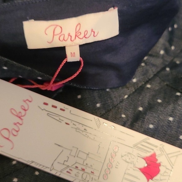 Parker Blue Polka Dot Halter Backless Fit & Flare Mini Dress Medium NWT - Picture 7 of 7